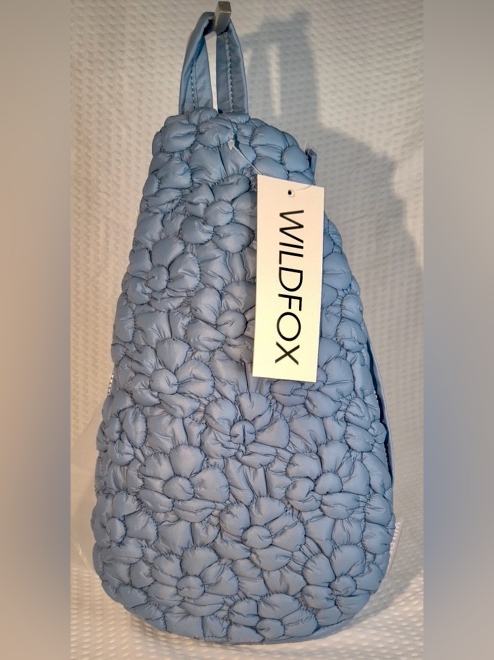WILDFOX Powder Blue Quilted Floral Puffer Backpack